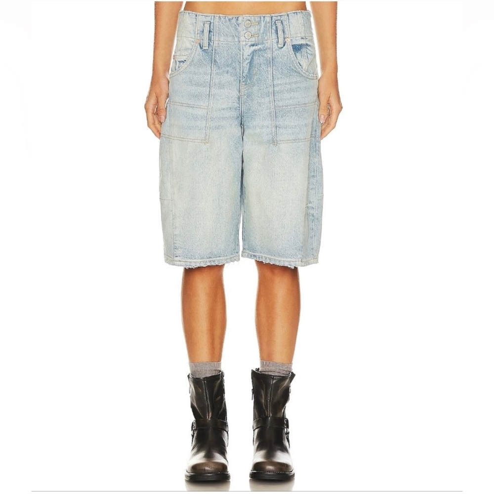Free People We the Free Extreme Measures Barrel Shorts Lt Blue NWT - Picture 8 of 12